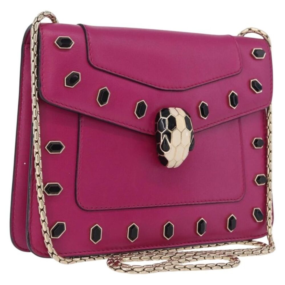 Bvlgari Serpenti Forever Embellished Leather Pink Leather Shoulder Bag Bag